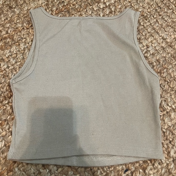 Princess Polly Beige Tan High Neck Darlington crop top ribbed slim fit tank top - Picture 4 of 7